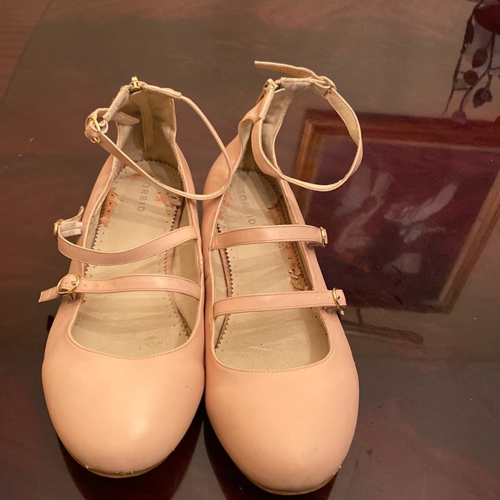 Torrid (size 12W) Strapped ballerina faux leather flats